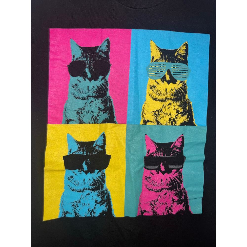 Cat With Sun Glasses Andy Warhol Style Inspired T-Shirt Top Unisex Size S Small - Picture 2 of 2